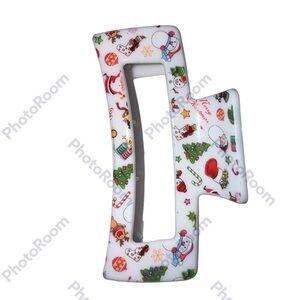 Hair claw clip mini multi Christmas prints white gym stocking stuffer gifts. NWT